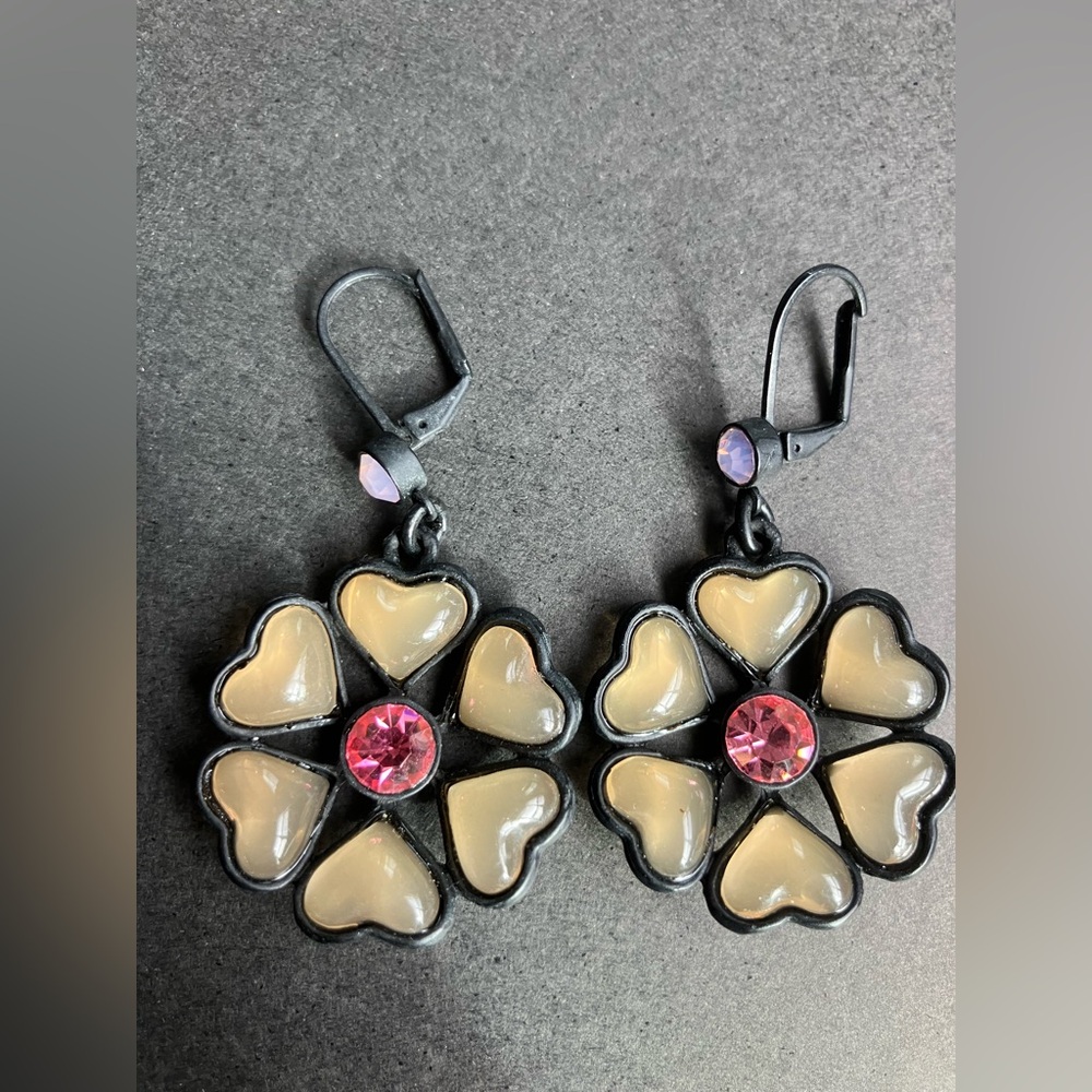 Elegant Floral Earrings with Pink and Cream Accents